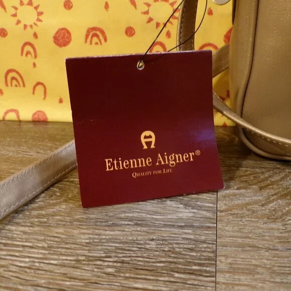 ETIENNE AIGNER NEW Women's Golden Leather Small Crossbody Purse 7"x7"x2.5" - Picture 12 of 15